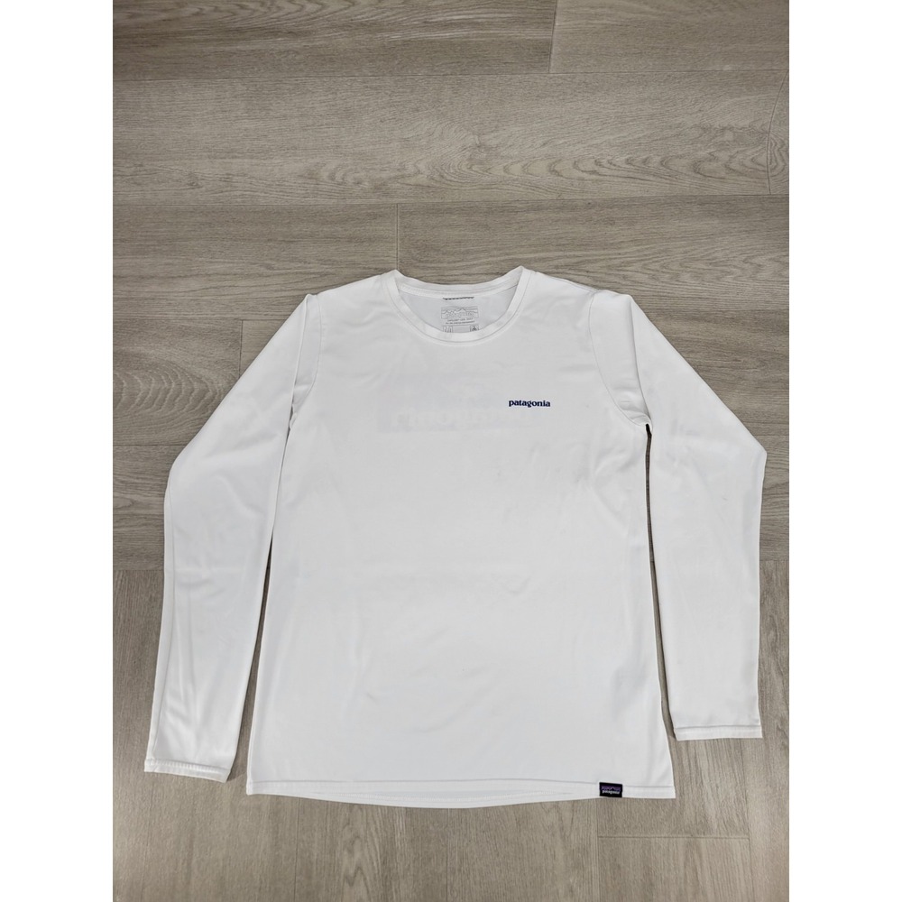 Patagonia Capilene Shirt Womens Medium Cool Daily Graphic White Long Sleeve M